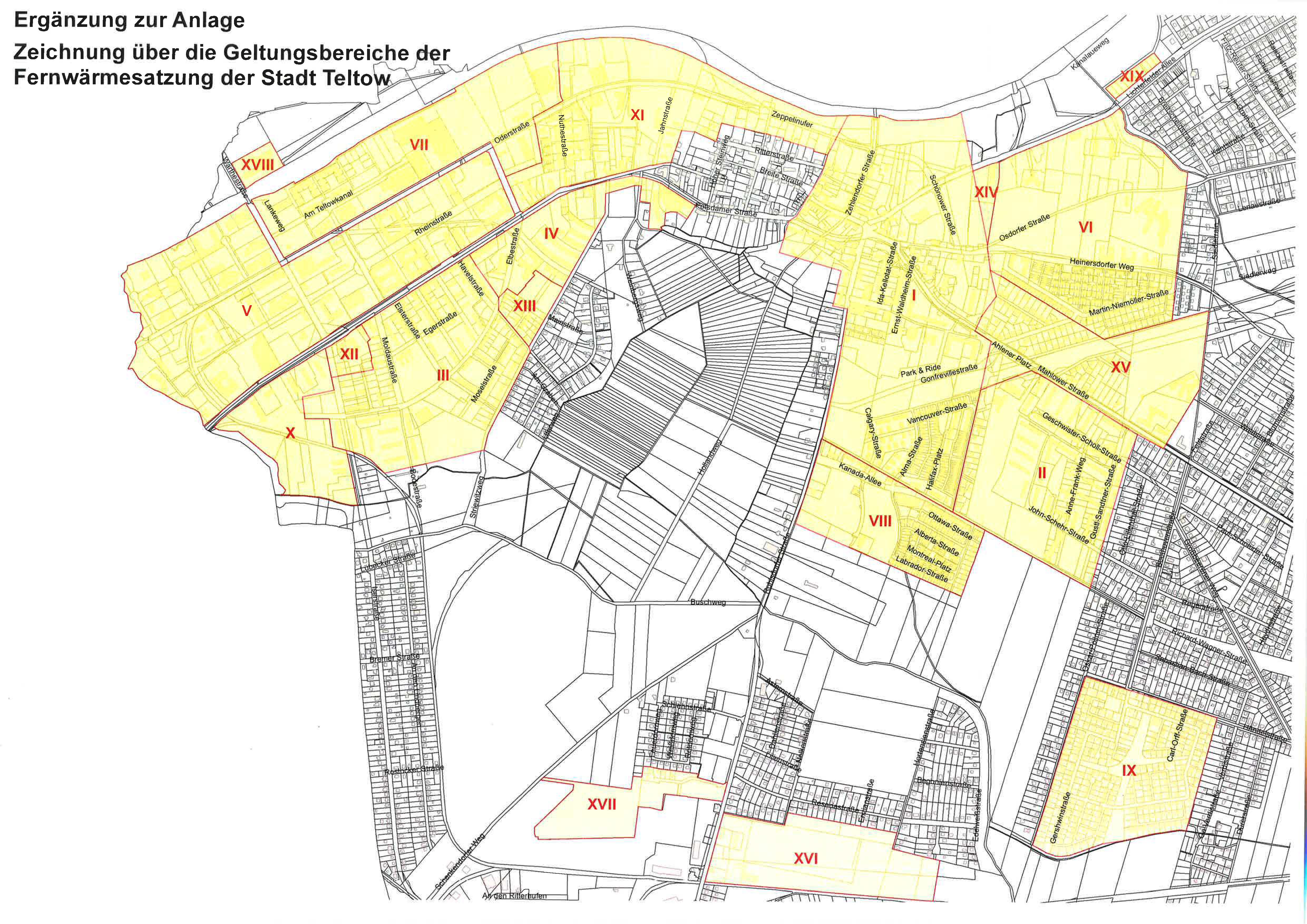 Satzungsgebiete in Teltow